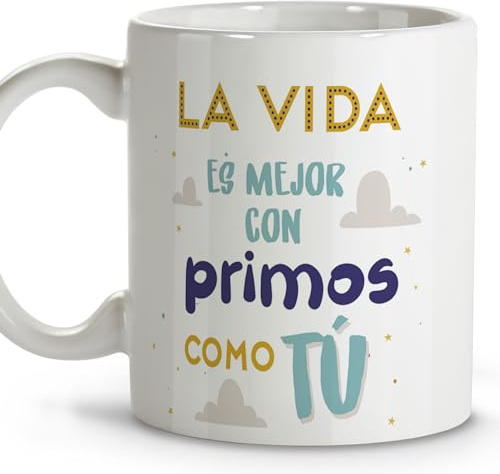 LolaPix Regalo hombre original. Tazas de cafe. Taza mensaje. Regalos primos. Taza cerámica 330 ml.
