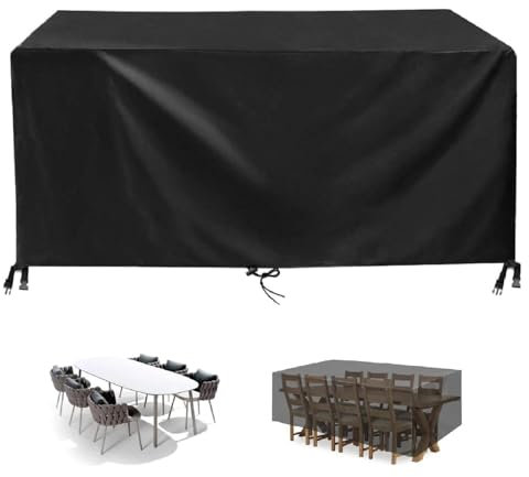 ZUROJ Wasserdicht Staubfest Gartenmöbel Abdeckung 220x200x64cm Multi Größe Abdeckplane Gartenmöbel 420D Oxford Gewebe wasserdichte Schutzhülle Anti-UV für Gartenmöbel Sets Tische und Stühle