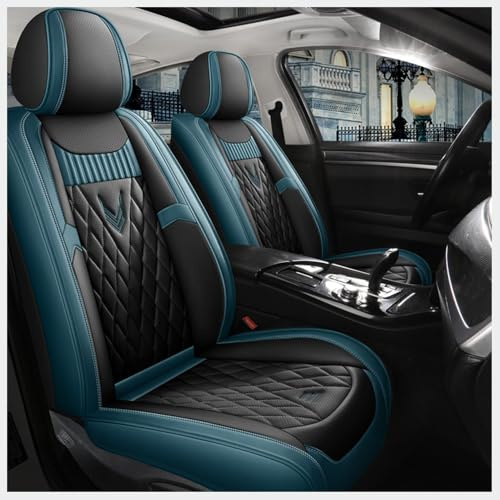 TVVXIO Sitzbezüge-Set, für VW Golf 3 5 6 7 Luxus Leder Autositzbezüge Schutz zum Vorderseite Rückseite 5-Sitze,C Black Blue