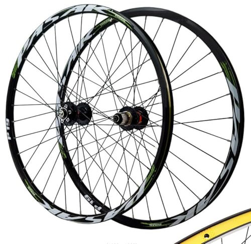 GEIRONV Mountainbike-Laufradsatz 26/27,5/29 Zoll, Doppelwandige Felgen Steckachse 32 Löcher Vorne 2 Und Hinten 4 Lager 9 MM Schnellspanner 7–11 Gänge(9 * 100/10 * 135mm,29inch)