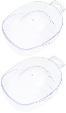 Healvian Cuencos De Manicura Transparentes Para Remojo 2 Unidades Tamaño Medio De Acrílico Duradero Para Cuidado De Manos Doméstico y Profesional Para Suavizar Cutículas