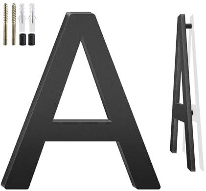 3 4 5 6 8 10 Floating Metal Letters for Outdoor Signs, House Numbers for Outside, Aluminum Address Letters and Numbers for Door, Garden, Home or Office, 5 Inch Letter A