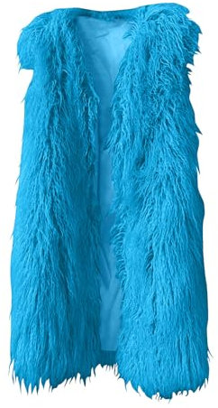 Komiseup Winterjacke Damen, Fleecejacke Damen, Weste Damen Lange Kunstpelz Jacke Ärmellose Wintermantel Winter Plüschjacke mit Kapuze Elegant Pelzmantel Kunstfell Oberbekleidung Faux Pelz Coat 04