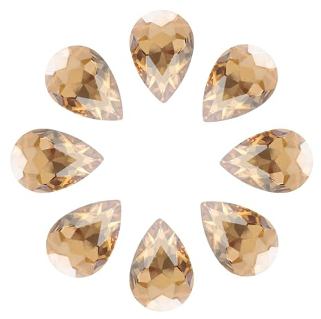 QUARKZMAN 8pz 18 x 25mm Gocce di Cristallo a Forma di Lacrima con Punto di Ritorno in Vetro per Creazione di Gioielli Costumi Cristalli Decorativi Artigianato, Oro Champagne