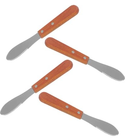Alipis 4piezas Cuchillos Esparcidores De Mantequilla y Queso Con Mango De Madera Ergonómico Herramientas De Cocina Multifunción Resistentes y Cómodas Para Untar y Cortar Pequeños Ingredie