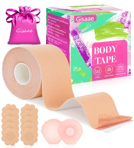 Gisaae Klebe BH Push Up Große Brust Boob Tape BH Rückenfrei Trägerloser BH Push Up 2 Wiederverwendbare Unsichtbar Silikon Brüste Nippelpads Body Tape