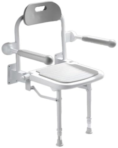 HELINAZI Sedile per doccia pieghevole montato a parete, sedia da bagno portatile in lega di alluminio, sedile per doccia resistente con maniglia