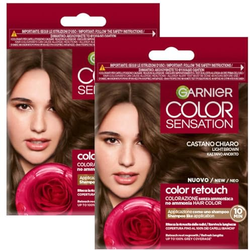 Garnier Color Sensation Retouch Retouch für Haarwachstum ohne Ammoniak in nur 10 Minuten (Helles Kastanie, 2 Einheiten)