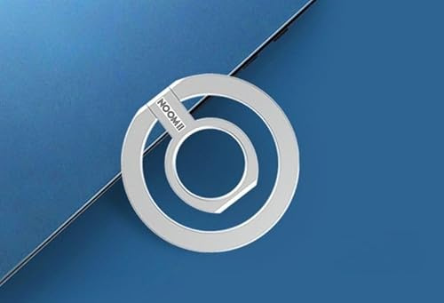 NooMii Handy Ring Halterung Magnetisch für MagSafe, 360° drehbarer Fingerhalter & Griff für iPhone 16/15/14/13/12 Pro Max Plus Mini, inkl. Metallring für Android & Hülle (Silber)