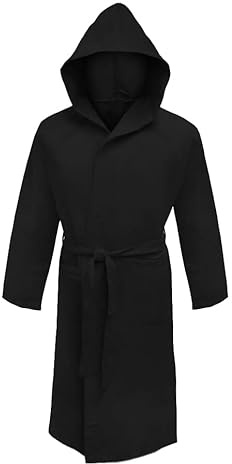 Puraluna Peignoir de bain unisexe en microfibre avec capuche – Pratique pour le voyage et la salle de sport – Avec poche en PVC pratique pour homme et femme, noir, S