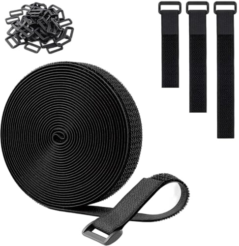 Fonyiunce Bridas Ve-lcro, 5m*5cm, Sujetacables Reutilizables, Con 25 Hebillas, Sujetacables Autoadhesivos, Cintas Ajustables, para Cuerdas, Mangueras, Bicicletas, VehíCulos De Recreo