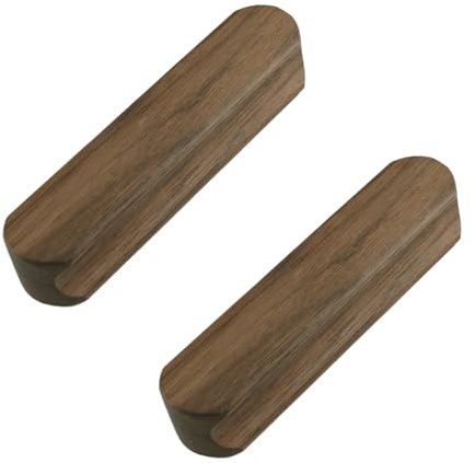 MOROBOR Lot de 2 poignées de meubles autocollantes en bois de noyer sans perçage - Montage instantané - Poignées de porte épaisses pour porte coulissante