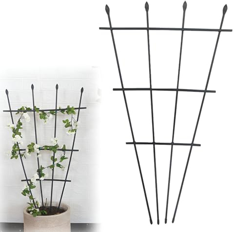 GUOGLZ Plant Supports For Garden, 90cm 120cm High Metal Fan Trellis For Climbing Plants In Pots Indoor, Outdoor Decorative Plant Support Rust-proof And Easy To Assemble(120cm/7.2in)