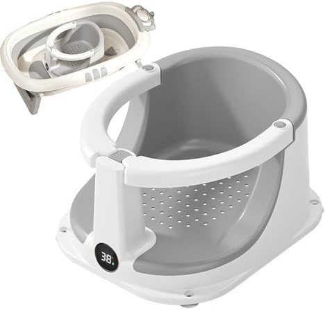 YNPQTDS Badesitz 33 ×29,5 ×21,5 Cm Babybadewannensitz Mit Temperaturanzeige PP Sicherer Tragbarer Badstuhl Anatomischer Baby Badewannensitz Für Dusche 0-3 Jahre Alt Mädchen
