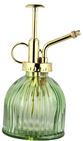 Milisten Annaffiatoio in Vetro Retro con Spruzzatore Capacità e Beccuccio Irrigatore Trasparente per Piante da ed Esterno Strumento per Giardinaggio con Dorati