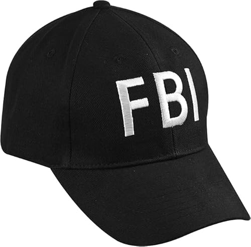 TrendandStylez FBI Cap, Kappe, Mütze verstellbar für Erwachsene, schwarz Karneval, Fasching