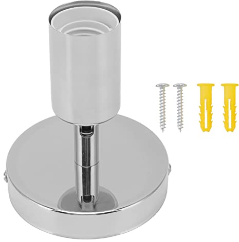 Wangcmcol Base de lampe murale E27 E26, 180 degrés de haut en bas, douille d'ampoule de décoration en fer réglable pour chambre à coucher et salon (Argent)
