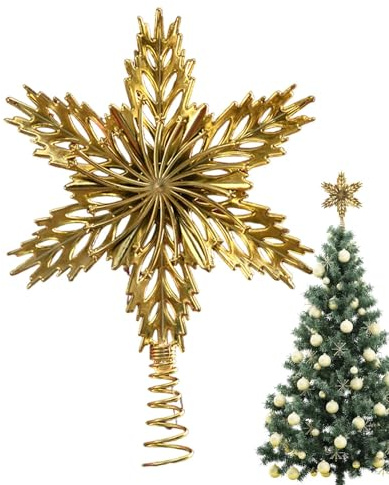 Estrella para Árbol De Navidad | Dorado para Árbol De Navidad,Decoración Brillante 3D para Salón Hogar Hotel Entrada Jardín Exterior Interior Dormitorio