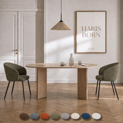 Haris Børn® Esszimmerstühle (2er Set) Grün - Bequeme Polster Esszimmerstühle mit Armlehne - Premium Esstisch Stühle & Wohnzimmer Stühle - Moderne Esszimmerstühle 30 Tage risikofrei testen