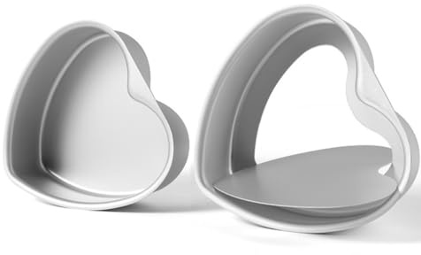 6 inch 8 inch Cake Tins, Non-Stick Aluminum Round/Heart Cake Deep Baking Tins, Cake Pan with Removable Bottom, Baking Tray Cheesecake Molds Sets for Wedding Birthday Family Occasions (6''+8'')