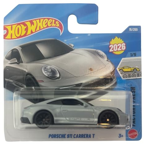 Hot Wheels Porsche 911 Carrera T [Gris] Factory Fresh 1/5, 15/250 ¡Nuevo para 2026! Vehículo de juguete fundido a escala 1:64