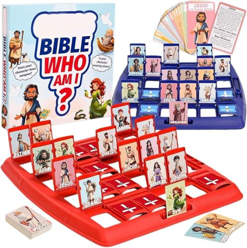 Generisch Bibel Wer Bin ich? Brettspiel, 24 Bibel-Figuren Ratespiel mit Lebensgeschichten & Verskarten, Christliches Lernspiel für Familie, Sonntagsschule & Jugendgruppe