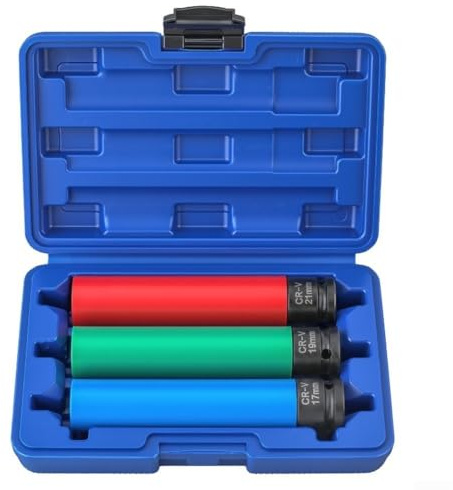 Aetluxery Extended Socket Wrench Set 150mm Long Handle Tool for Car Tire Lug Nut Remover 1/2 Inch Drive Chrome Vanadium Steel Alloy Wheel Friendly