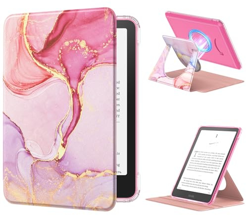 MoKo 360°Drehbar Hülle für 7 Ebook Reader | Durchsichtig, Abnehmbar Magnetisch, Verstellbar mit Ständer, Auto Wach/Schlaf, Nicht für TCL Remarkable Kobo