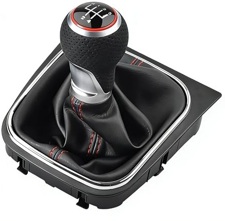 OFIXEM 5 Speed Gear Shift Knob Gaiter Boot Cover PVC Leather Red for VW Golf 5 MK5 Rabbit Jetta 2004 2005 2006 2007 2008 2009，for VW Golf 6 Jetta MK6 2010-2014
