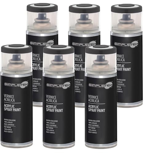 SIMPLETEK - 6X Bomboletta Vernice Spray Acrilico Grigio Nerastro RAL 7021 Universale Multimateriale Rapida Asciugatura Interni Esterni 400ml (kit 6 pezzi)