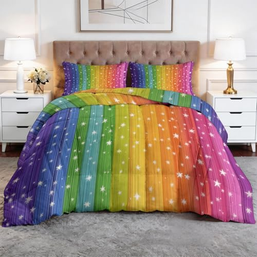 Edredón geométrico reversible 220 x 240 cm rayas verticales coloridas edredones impresos 4 estaciones, niños edredón acolchado para dormitorio de niños, sala de juegos, reversible edredones sin funda