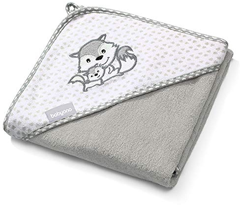 Baby Kind Kapuzenbadetuch Bambus Natur 100x100 cm Gross und SUPERWEICH, Badetuch, Strandtuch, duschtuch, Handtuch (grau)