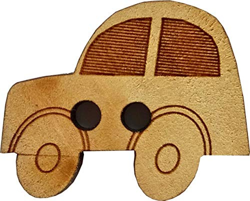 Lüna Knöpfe ECHT Holz Auto, 10 Stück (30 mm)