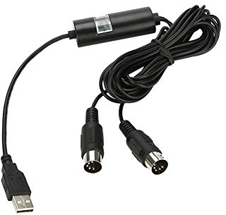 MIDI zu USB Konverter, Plug-and-Play, MIDI Interface, IN-Out Anschlüsse für Musiker, Produzenten, Home Studios, Live Auftritte