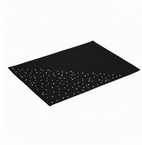 DECOOR Platzdeckchen 30 x 40 cm Telleruntersetzer schmutzabweisend für Esstisch Tischunterlage Tischdecke aus Stoff 200 g/m² mit Kristallen verziert pflegeleicht Tischdeko, Schwarz