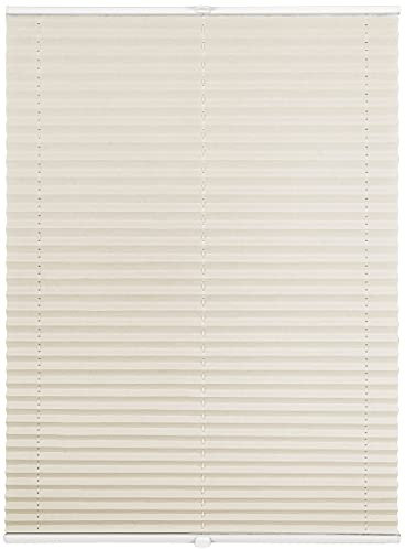 ondeco Plissee auf Maß Crushed-Optik für alle Fenster innen, Montage in Glasleiste mit Spannschuh, Sonnenschutz-Rollo lichtschutz und Blickdicht Beige B: 91-100 cm, H: 101-150 cm