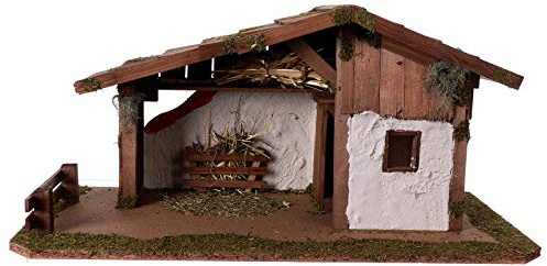 Holyart Capanna Stile scandinavo mangiatoia stalla 29x59x30 cm presepi 13 cm