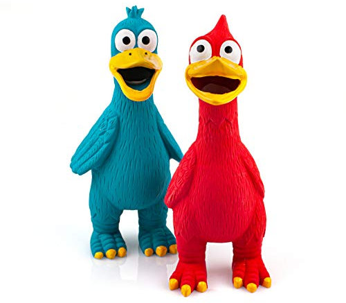 Chiwava 9,4 Zoll Squeak Latex Hundespielzeug Huhn Interaktives Spiel für mittelgroße Hunde 2er Pack