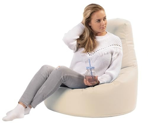 sunnypillow Gaming Sitzsack XXL mit Styropor Füllung Outdoor & Indoor für Kinder & Erwachsene Sitzsäcke Sitzkissen Bodenkissen viele Farben zur Auswahl Cremefarben