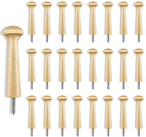 Sfcddtlg 24PCS Wooden Shaker Peg Wood Screw-3.7 Inch on Shaker Pegs Unfinished Wood Racks for Hanging Clothes, Hats, Towels, Paint, DIY