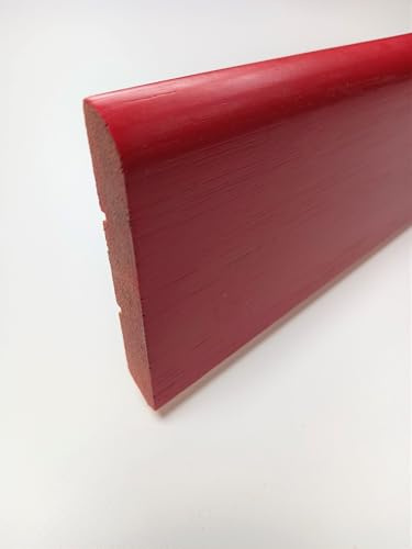 Battiscopa in legno massello laccato rosso mm. 70x10. Made in Italy. (laccato rosso mm.70x10 ml. 12,25)