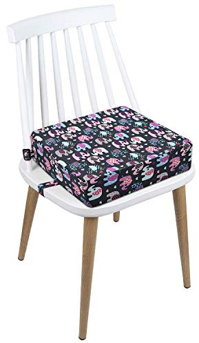 AOIEORD Silla elevadora, lona de caricatura lavable con 2 correas y hebilla de seguridad, silla elevadora infantil para mesa de comedor, asiento elevador portátil (elefante rosa)