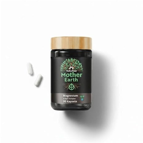 NatuRise® Magnesium Kapseln Hochdosiert [400mg ELEMENTARES MAGNESIUM] - 8-fach Komplex - Reines Magnesium mit UV-Glas Laborgeprüft - 100% Vegan & Ohne Zusätze - Made In Germany (90 Stück)