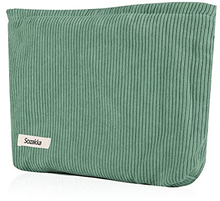 Petite Pochette Maquillage Trousse de Maquillage Tissu Sac à Cosmétiques à Glissière Sacs à Main Portables pour Femmes Trousse de Toilette Voyage Imperméable pour Port Quotidien,Stockage-Vert