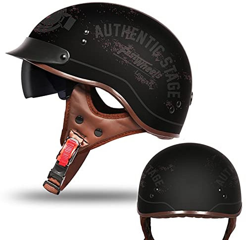 Halbschalenhelm Jethelm Bobber Helm Vintage Motorradhelm Halbhelm MäNner Personalisierte Halbschale Helm Cruiser Chopper Roller Moped Helm DOT ECE Genehmigt Crash Helm,G-M=（57~58cm）