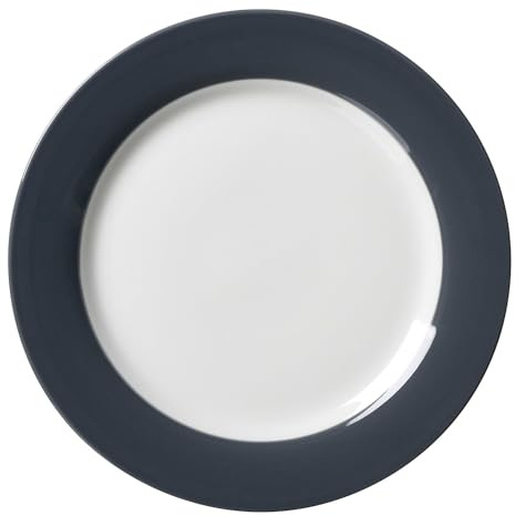 Ritzenhoff & Breker Doppio Lot de 6 assiettes plates en porcelaine avec bord coloré Anthracite Ø 27 cm, 430226