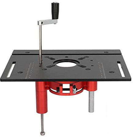 Router Lift System, 0-1.85in Hebebereich Aluminium Holzbearbeitung einfügen Basisplatte Handkurbel Heben Router Tischsäge einfügen Basisplatte für Oberfräse Tischsäge Holzbearbeitu (Schwarz)