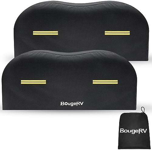 BougeRV RV Tire Covers, Dual Axle Wheel Cover (2 Packs) Fits 27-30 Diameter Tires, Waterproof Anti-UV Tire Covers Accessories with Reflective Tape for RV/Trailer/Truck, Black