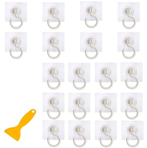 Deckenhaken Selbstklebend Magische Haken Deckenhaken Ohne Bohren Klebehaken Decke Transparent Drehbar Decke Wandhaken Durchsichtige Klebehaken Klebehaken Outdoor für Schlafzimmer Küche Bad（20 Stück）