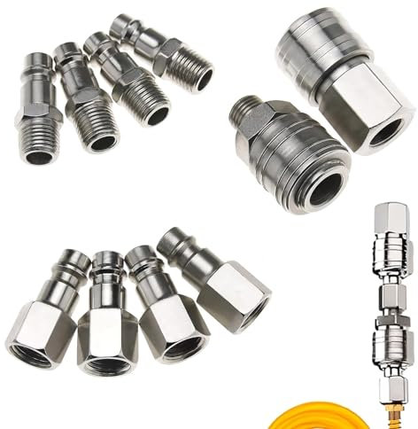 Astarye Set di 10 Accoppiamenti Rapidi per Aria Compressa Euro 1/4 Pollice BSP - Connettori per Tubi, Compressori e Linee d'Aria